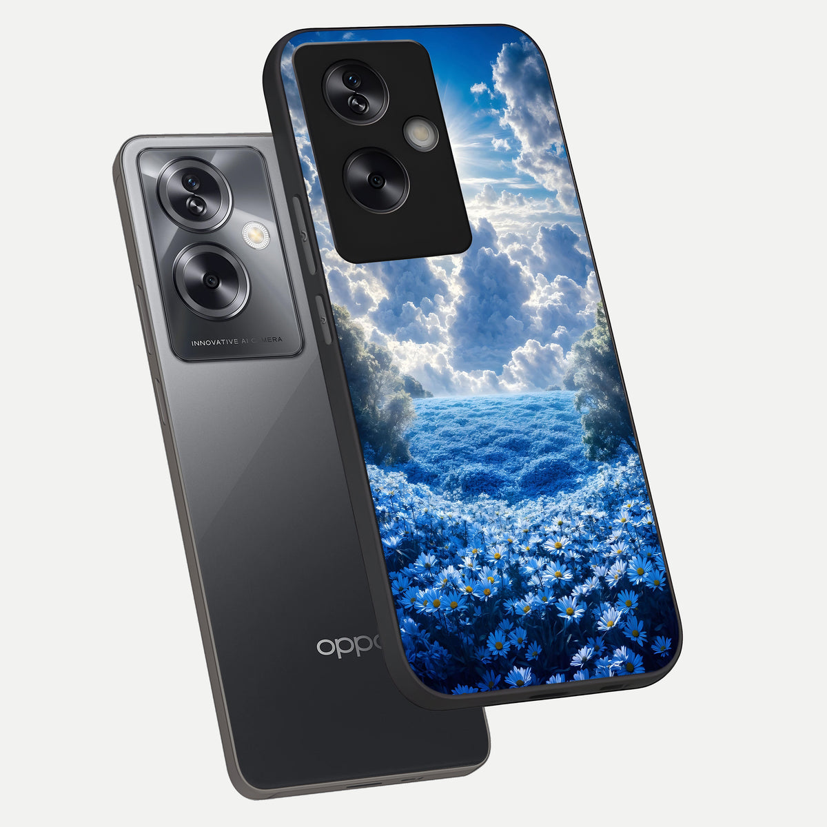  Heavenly Daisy Horizon phone case For Oppo A79 showing premium glass back cover with detailed artwork