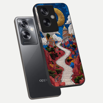  Heavenly Moon Path phone case For Oppo A79 showing premium glass back cover with detailed artwork