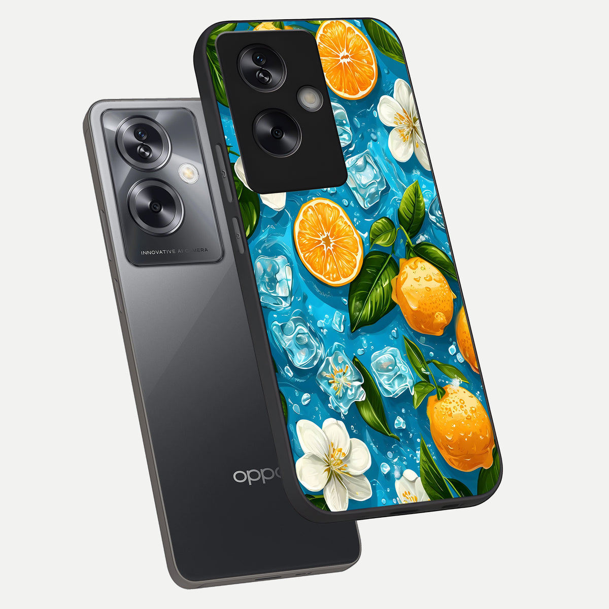  Ice Cube With Orange phone case For Oppo A79 showing premium glass back cover with detailed artwork