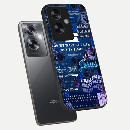  Kingdom Faith Glow phone case For Oppo A79 showing premium glass back cover with detailed artwork