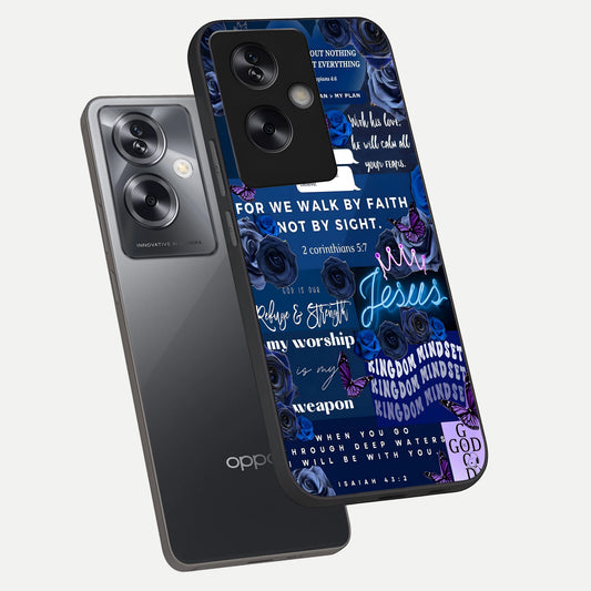  Kingdom Faith Glow phone case For Oppo A79 showing premium glass back cover with detailed artwork