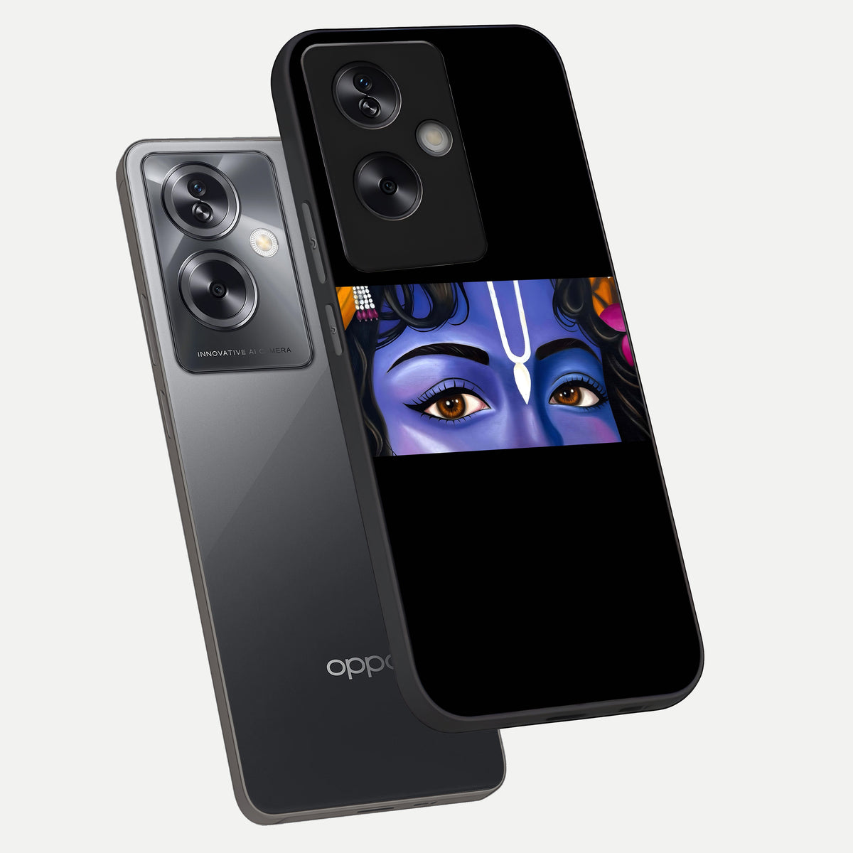  Krishna Eye phone case For Oppo A79 showing premium glass back cover with detailed artwork