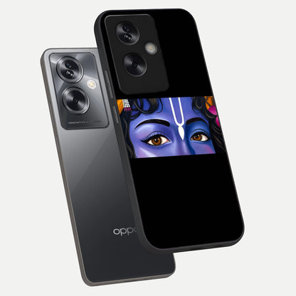  Krishna Eye phone case For Oppo A79 showing premium glass back cover with detailed artwork
