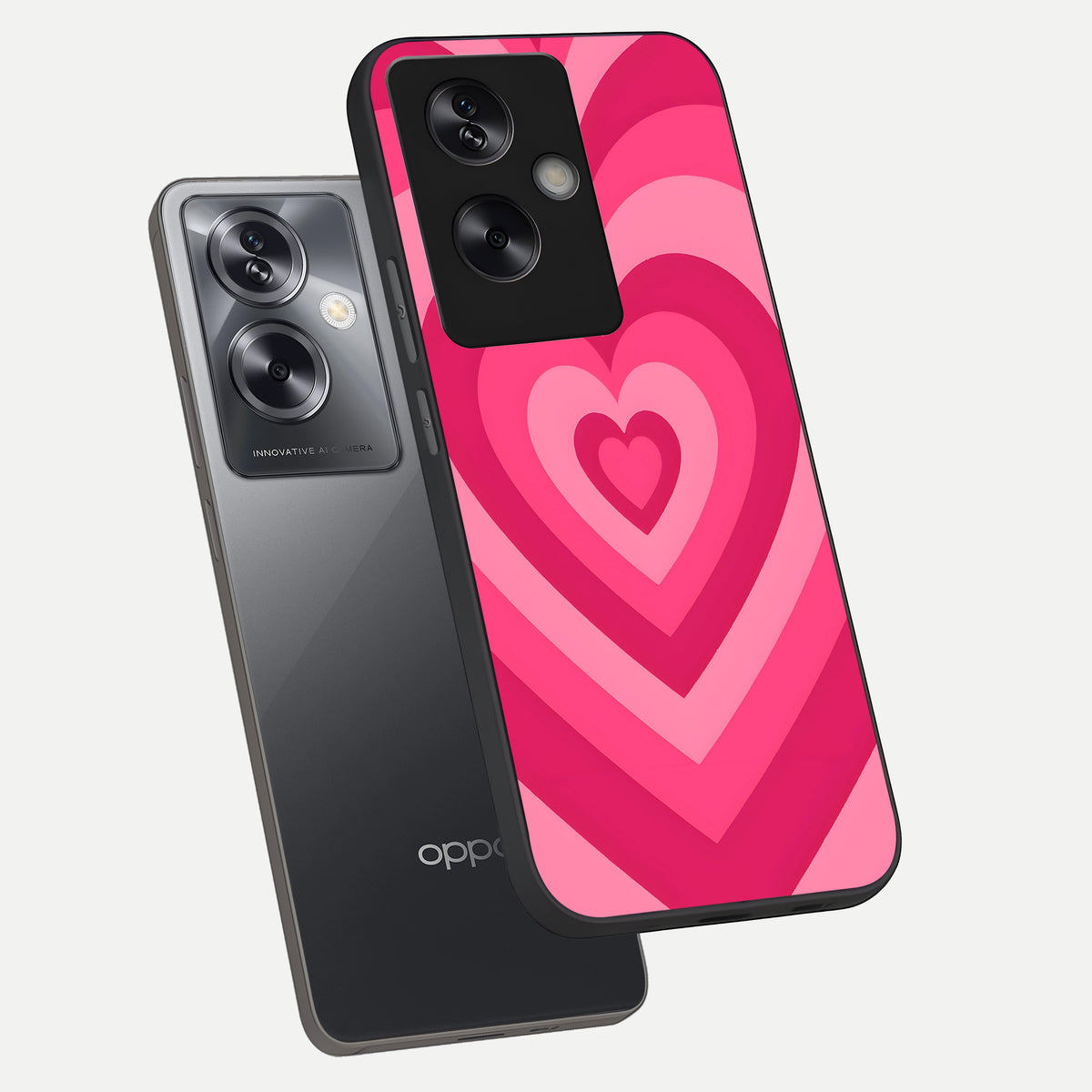  Layered Love Hearts phone case For Oppo A79 showing premium glass back cover with detailed artwork