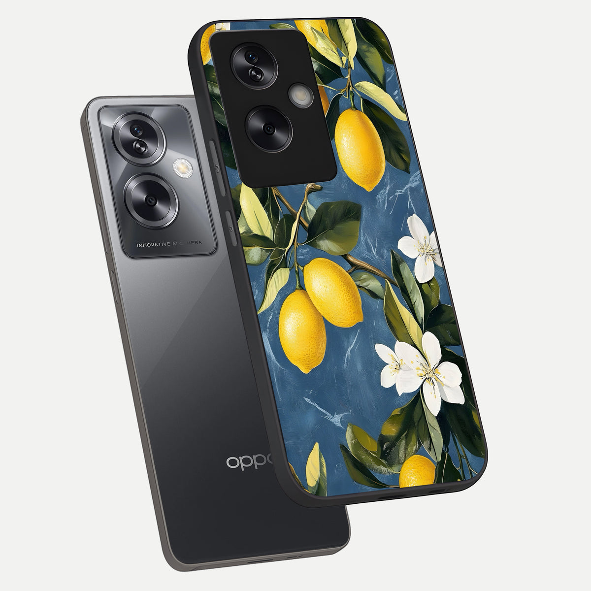  Lemon Dream Garden phone case For Oppo A79 showing premium glass back cover with detailed artwork