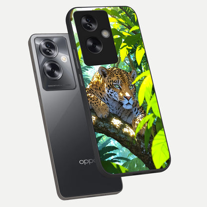  Leopard in Jungle phone case For Oppo A79 showing premium glass back cover with detailed artwork