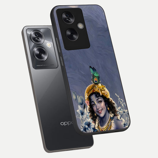 Lord Krishna phone case For Oppo A79 showing premium glass back cover with detailed artwork