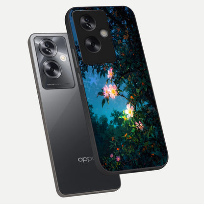  Midnight Bloom Glow phone case For Oppo A79 showing premium glass back cover with detailed artwork