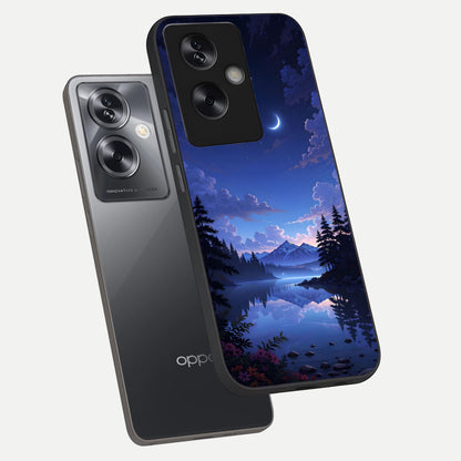 Midnight Lake Peace phone case For Oppo A79 showing premium glass back cover with detailed artwork