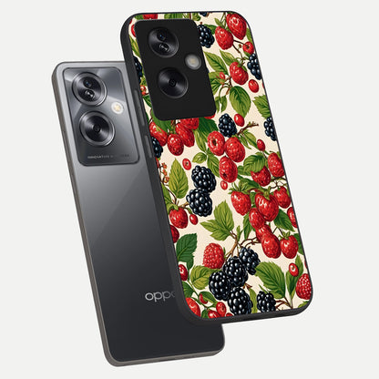  Mixed Berry Collage phone case For Oppo A79 showing premium glass back cover with detailed artwork