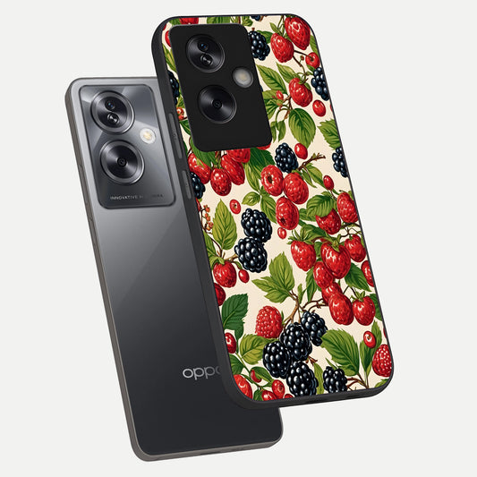  Mixed Berry Collage phone case For Oppo A79 showing premium glass back cover with detailed artwork