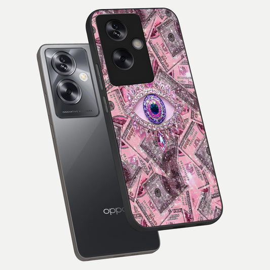  Money Eye Luxe phone case For Oppo A79 showing premium glass back cover with detailed artwork