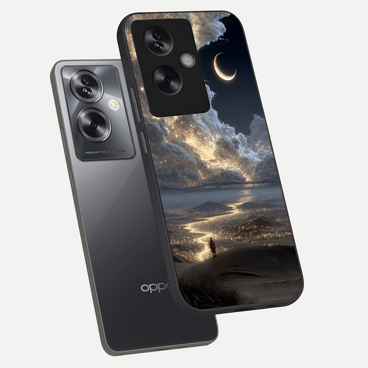  Moonlight Spark Path phone case For Oppo A79 showing premium glass back cover with detailed artwork
