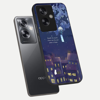  Moonlit Cat Silence phone case For Oppo A79 showing premium glass back cover with detailed artwork
