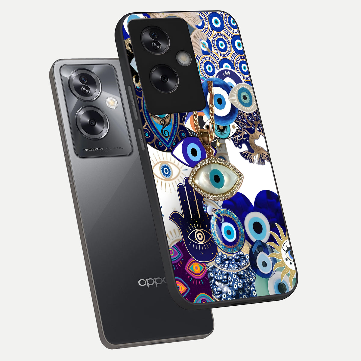  Mystic Charm Eye phone case For Oppo A79 showing premium glass back cover with detailed artwork