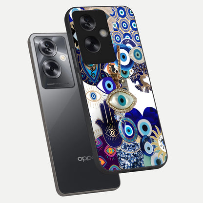  Mystic Charm Eye phone case For Oppo A79 showing premium glass back cover with detailed artwork