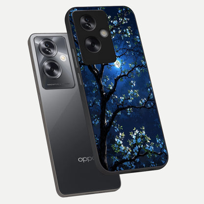  Mystic Floral Night phone case For Oppo A79 showing premium glass back cover with detailed artwork
