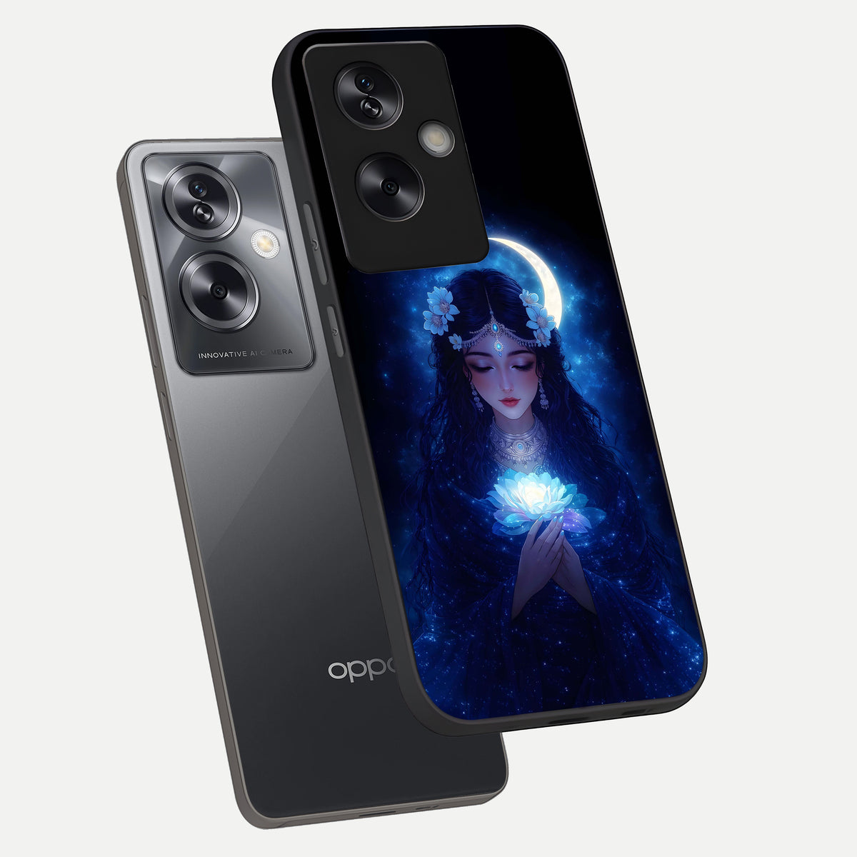  Mystic Moon Queen phone case For Oppo A79 showing premium glass back cover with detailed artwork