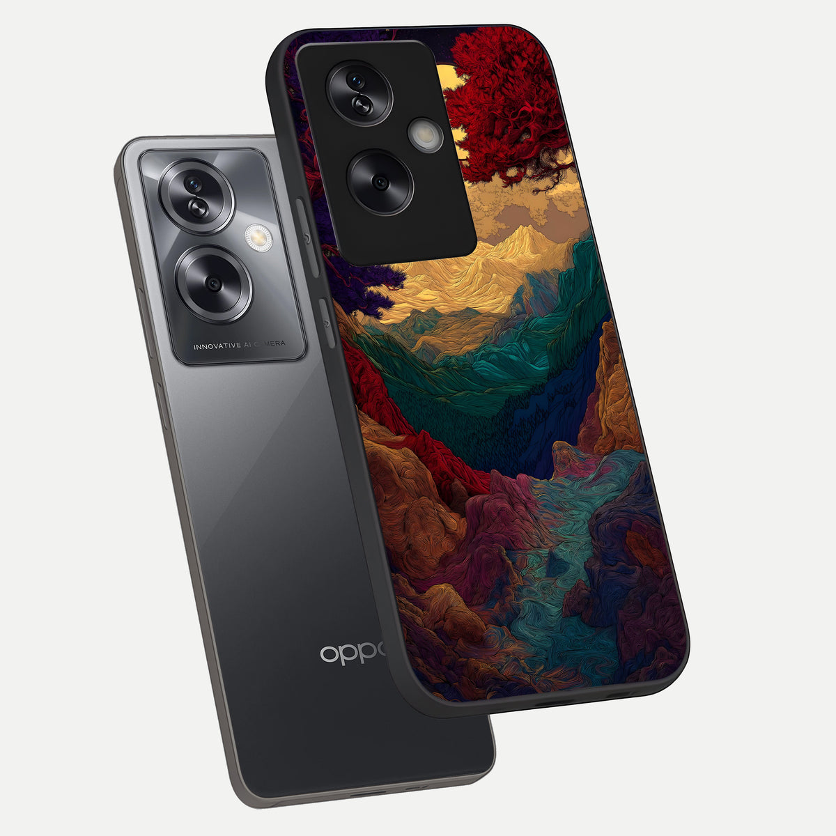  Mystic Valley Light phone case For Oppo A79 showing premium glass back cover with detailed artwork
