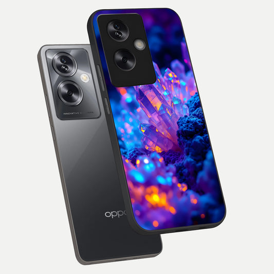  Neon Aura Shards phone case For Oppo A79 showing premium glass back cover with detailed artwork