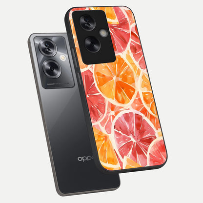 Orange Fruits Pattern phone case For Oppo A79 showing premium glass back cover with detailed artwork