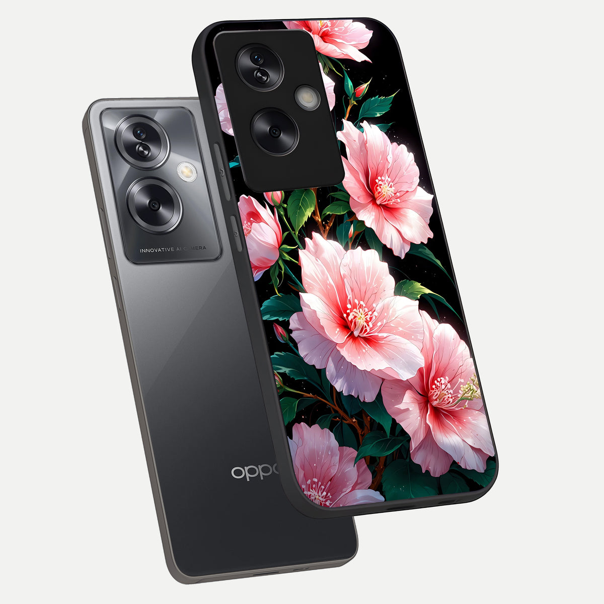  Peach Flower phone case For Oppo A79 showing premium glass back cover with detailed artwork