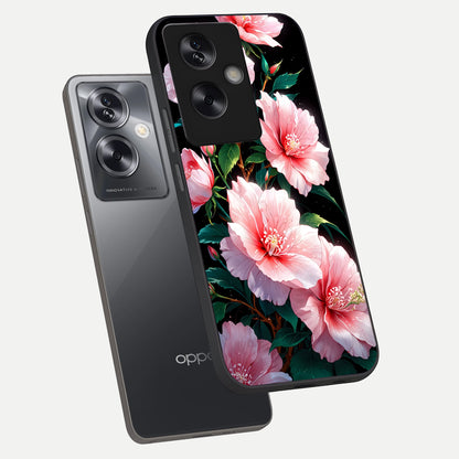  Peach Flower phone case For Oppo A79 showing premium glass back cover with detailed artwork