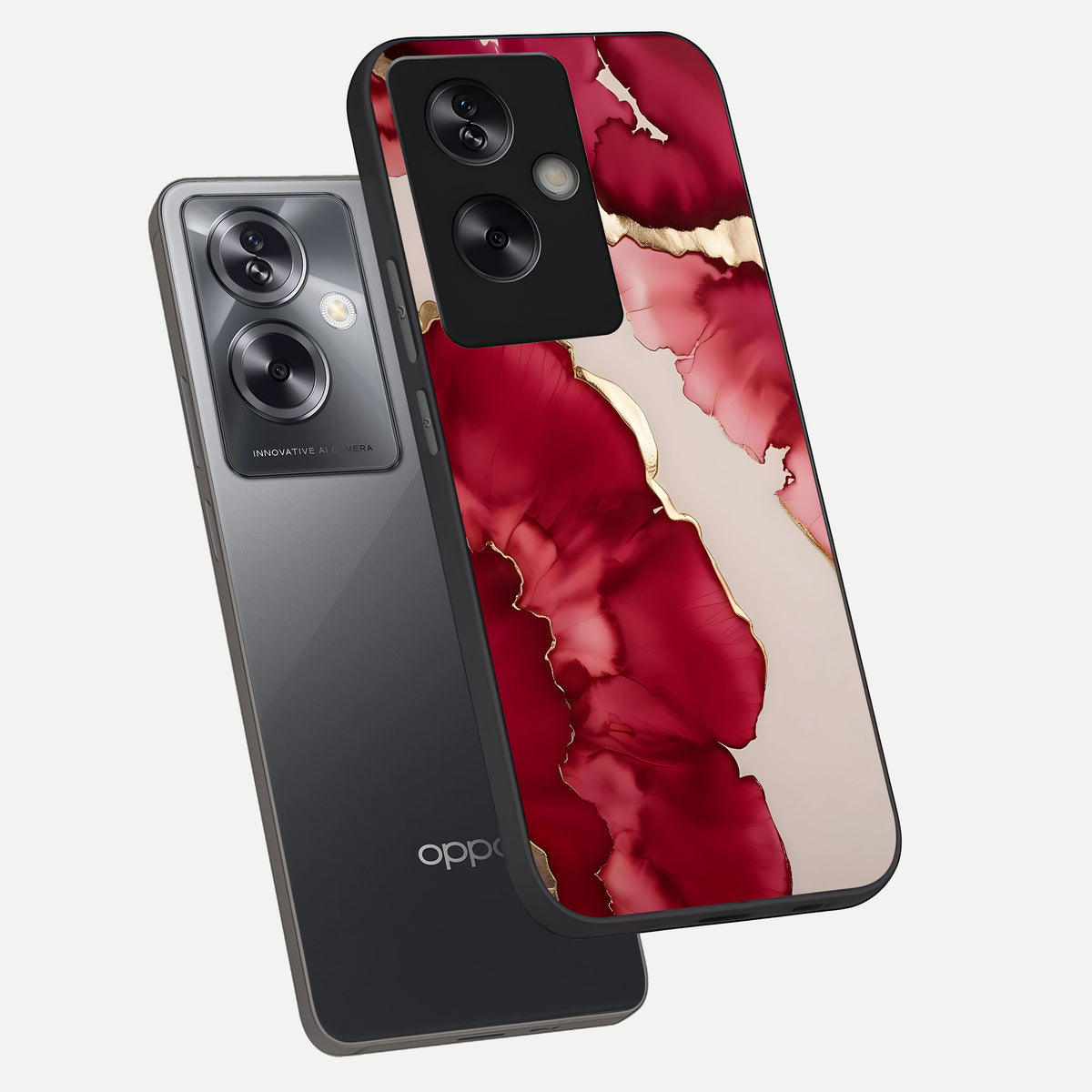  Pink And White Marble phone case For Oppo A79 showing premium glass back cover with detailed artwork