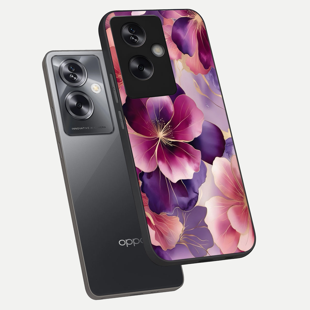  Pink Bouquet Florals phone case For Oppo A79 showing premium glass back cover with detailed artwork