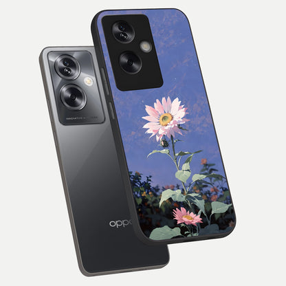  Pink Shells Outline phone case For Oppo A79 showing premium glass back cover with detailed artwork