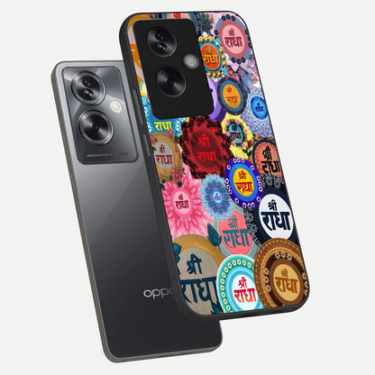  Radha Divine Bloom phone case For Oppo A79 showing premium glass back cover with detailed artwork