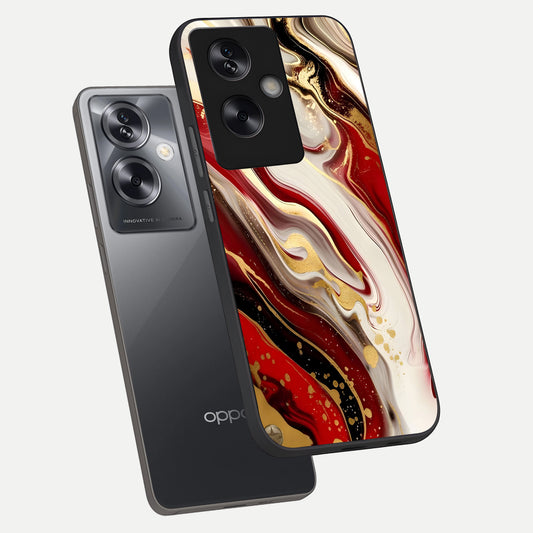  Red And White Marble phone case For Oppo A79 showing premium glass back cover with detailed artwork