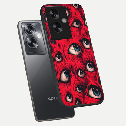  Red Eyes Pattern phone case For Oppo A79 showing premium glass back cover with detailed artwork