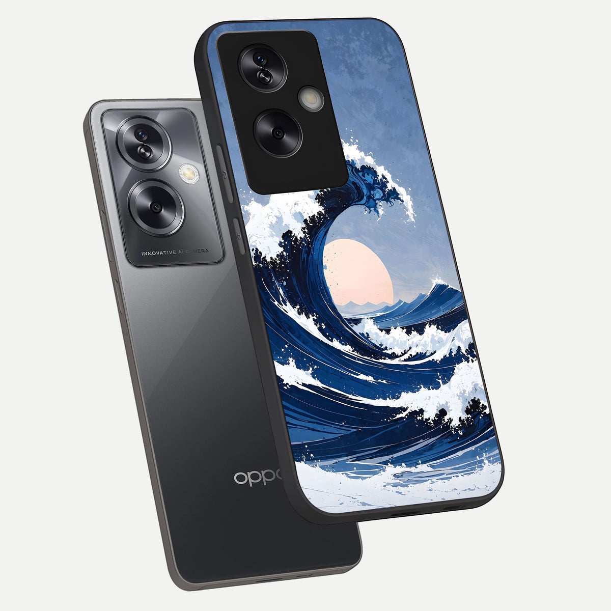  Rising Tide Power phone case For Oppo A79 showing premium glass back cover with detailed artwork