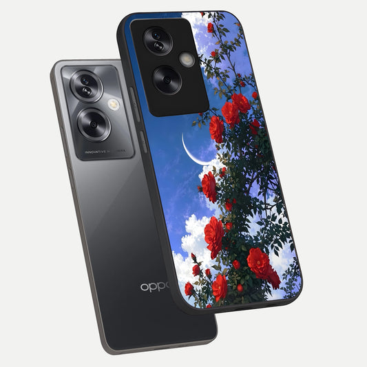  Rose Drift Flowers phone case For Oppo A79 showing premium glass back cover with detailed artwork
