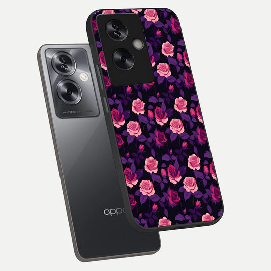  Rose Garden Twilight phone case For Oppo A79 showing premium glass back cover with detailed artwork