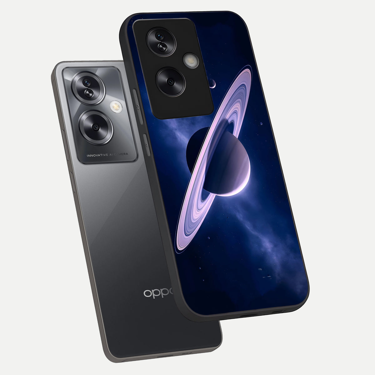  Saturn Ring Mystique phone case For Oppo A79 showing premium glass back cover with detailed artwork