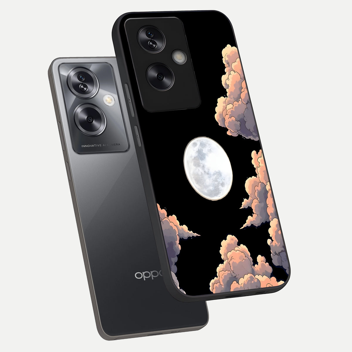  Shade Cloud Moon phone case For Oppo A79 showing premium glass back cover with detailed artwork
