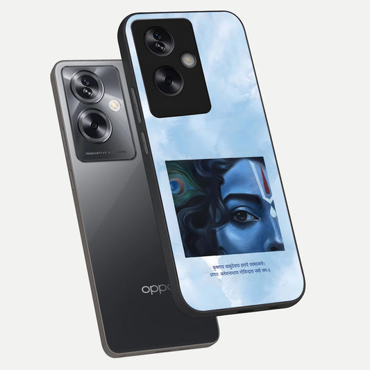  Spiritual Krishna phone case For Oppo A79 showing premium glass back cover with detailed artwork