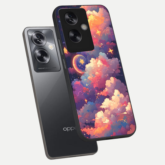  Starlit Dream Clouds phone case For Oppo A79 showing premium glass back cover with detailed artwork
