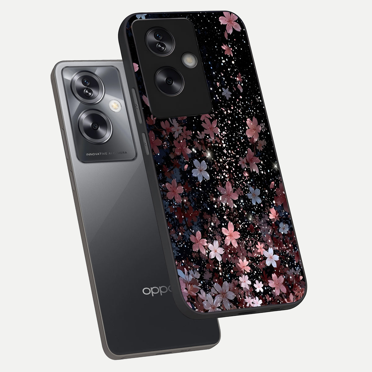  Starlit Flower Dreams phone case For Oppo A79 showing premium glass back cover with detailed artwork