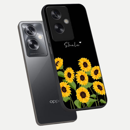  Sunflower Sky Bloom phone case For Oppo A79 showing premium glass back cover with detailed artwork
