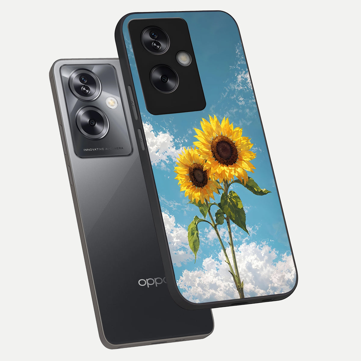  Sunlit Daisy Glow phone case For Oppo A79 showing premium glass back cover with detailed artwork