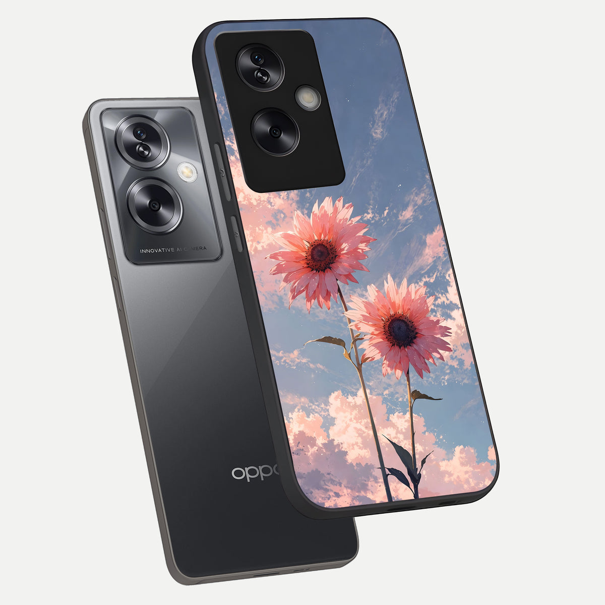  Sun Moon Balance phone case For Oppo A79 showing premium glass back cover with detailed artwork