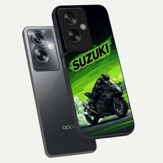  Suzuki Speed Beast phone case For Oppo A79 showing premium glass back cover with detailed artwork