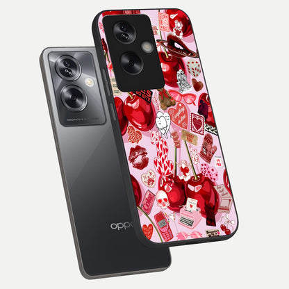  Sweet Cherry Chaos phone case For Oppo A79 showing premium glass back cover with detailed artwork