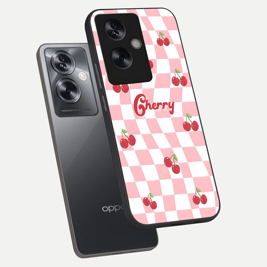  Sweet Cherry Vibes phone case For Oppo A79 showing premium glass back cover with detailed artwork