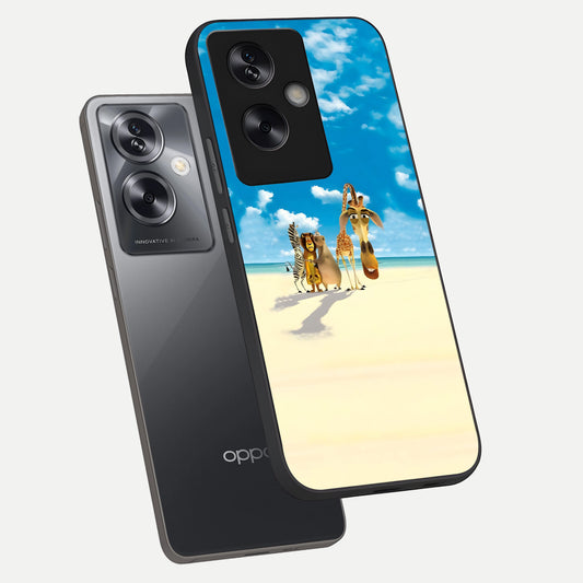  Tropical Fun Squad phone case For Oppo A79 showing premium glass back cover with detailed artwork