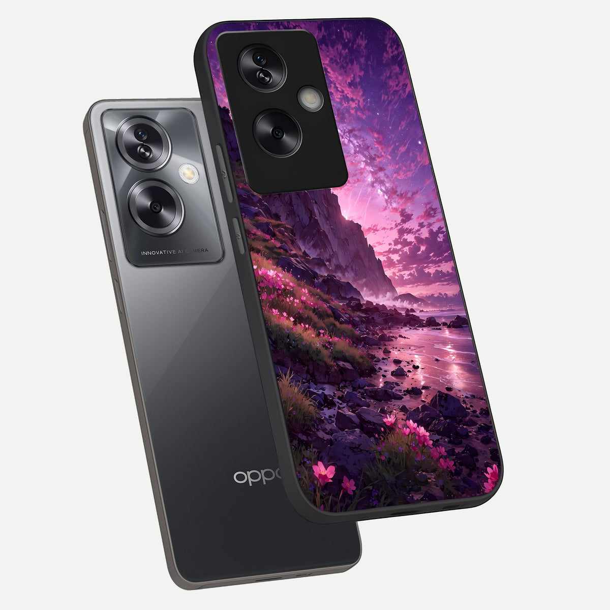  Twilight Blossom Coast phone case For Oppo A79 showing premium glass back cover with detailed artwork