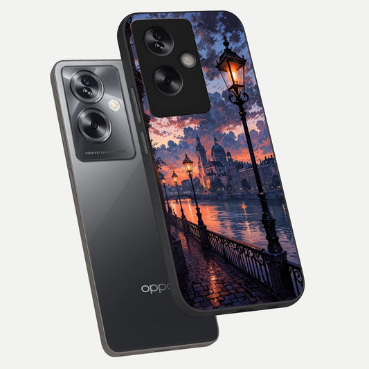  Twilight River Lights phone case For Oppo A79 showing premium glass back cover with detailed artwork